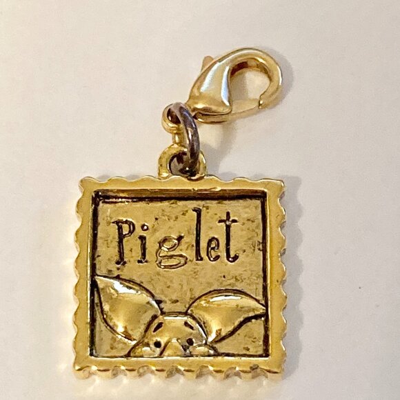 Vintage Disney Piglet Clip On Charm Gold Plated Zipper Purse Winnie the Pooh - Picture 5 of 9